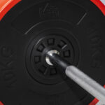 Set Bilanciere e Dischi 65kg totali per Workout in Casa, in Metallo, Sabbia di Ferro e Gomma, Rosso - immagine 9