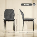 Set 2 Sedie da Pranzo Moderno con Schienale Ergonomico Senza Braccioli, gambe in acciaio e Sedie in velluto versatili, Grigio nero| Aosom Italy - immagine 3