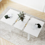 Tavolo da Pranzo Allungabile per 4-6 Persone con Pannelli a Ribalta, in Legno, 120-160x80x78 cm, Bianco - immagine 7