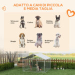Recinto per Cani Taglia Media da Esterno con Tetto Impermeabile, 2x2x150cm, Argento - immagine 4