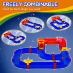 Playset Acquatico 53 Pezzi con Acqua e Sabbia, Percorso Acquatico per Bambini 3-6 Anni con Accessori e Parti Componibili, in PP, 123x90x7cm, Blu e Rosso - immagine 4