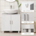 Mobile Sotto Lavabo Bagno a 2 Ante con Ripiano Centrale, in MDF, 60x35x60 cm, Bianco - immagine 7