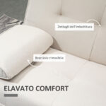 Divano Letto 3 Posti Reclinabile con Rivestimento Effetto Lino e Tavolino a Ribalta, Beige - immagine 6