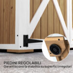 Capanno da Giardino in Legno di Abete con 2 Ripiani e 2 Porte, 116,5x57x159/167 cm, Marrone e Bianco - immagine 7