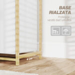 Cesto Portabiancheria con 2 Borse Estraibili, Maniglie e Ripiano in Bambù, 70x36x70 cm, Bianco - immagine 7