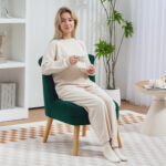 Poltrona per Salotto in Velluto con Seduta Imbottita e Trapuntata a Bottoni, 60x66x79 cm, Verde - immagine 2