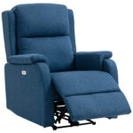 Poltrona Reclinabile Elettrica con Poggiapiedi in Tessuto Effetto Lino, 79x90x106 cm, Grigio Scuro