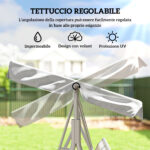 Dondolo da Giardino 3 Posti con Tetto Parasole Rimovibile, 171x108x154 cm, Grigio Chiaro - immagine 4