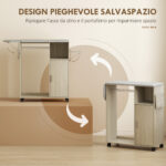 Mobile Asse da Stiro con Piano d'Appoggio Effetto Lino, 3 Ripiani a Cubo e Guida, 127x42,5x99 cm, Multicolore - immagine 5