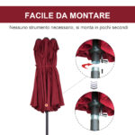 Ombrellone da Giardino Doppio con Apertura a Manovella, in Acciaio e Poliestere, 460x270x240 cm, Rosso - immagine 6