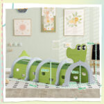 Tunnel per Bambini 3-6 Anni a Forma di Coccodrillo, Gioco per Interno ed Esterno in Plastica, Verde - immagine 3