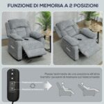 Poltrona Reclinabile 150° Effetto Velluto con Poggiapiedi, Telecomando e Tasca Laterale, 96x90x103 cm, Grigio - immagine 8