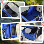 Passeggino per Cani Pieghevole in Tessuto con Cestino e Portabicchieri, 75x45x97 cm, Blu - immagine 8
