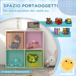 Scaffale Portagiochi per Bambini con 4 Scomparti e Contenitori, 61,8x29,9x61,8cm, Bianco - immagine 6
