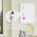 Armadietto Medicinali a 3 Ripiani con Serratura e 2 Chiavi, in Acciaio, 40x15x53,5 cm, Bianco - immagine 4