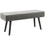 Panca Imbottita Fondoletto in Velluto con Gambe in Acciaio, 1x36x45cm, Grigio