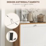 Scarpiera Slim con 3 Ripiani Regolabili a 2 Livelli per 12 Paia, in Truciolato e MDF, 60x24,5x75,5 cm - immagine 7
