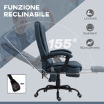 Poltrona da Ufficio con 7 Punti Massaggianti e Poggiapiedi, in Pelle PU e Acciaio, 67x67x111-121 cm, Blu - immagine 5