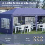Gazebo da Giardino 6x3 m Regolabile in Altezza con Pareti Removibili, in Acciaio e Poliestere, Blu - immagine 5