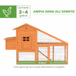 Pollaio da Giardino per 1-2 Galline con Area per Cova, Casetta e Spazio Aperto, in Legno e Metallo, 179x67x115 cm - immagine 4
