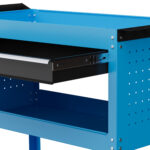 Carrello Porta Attrezzi con Manico Laterale, Cassetto e 3 Ripiani in Acciaio, 82x35x76 cm, Blu - immagine 9