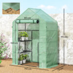 Serra da Giardino con 2 Mensole a 3 Livelli e Ingresso a Zip, in Acciaio e PE, 142x73x195 cm, Verde - immagine 3