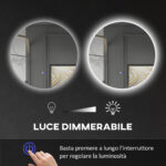Specchio Bagno con Luci LED Regolabili, Interruttori Touch e Design Antiappannamento, Ø80 cm - immagine 5