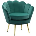 Poltrona Vintage di Design in Velluto Verde Poltroncina da Camera