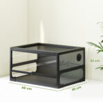 Rettilario Rialzato e Pieghevole con Coperchio e Pareti in Vetro Temperato e Plastica, 60x45x32 cm, Nero - immagine 3