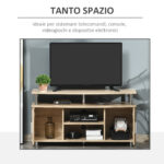 Mobile TV Moderno con 2 Ripiani, Fori Passacavi e 2 Armadietti in MDF 105x40x55cm - Quercia - immagine 4