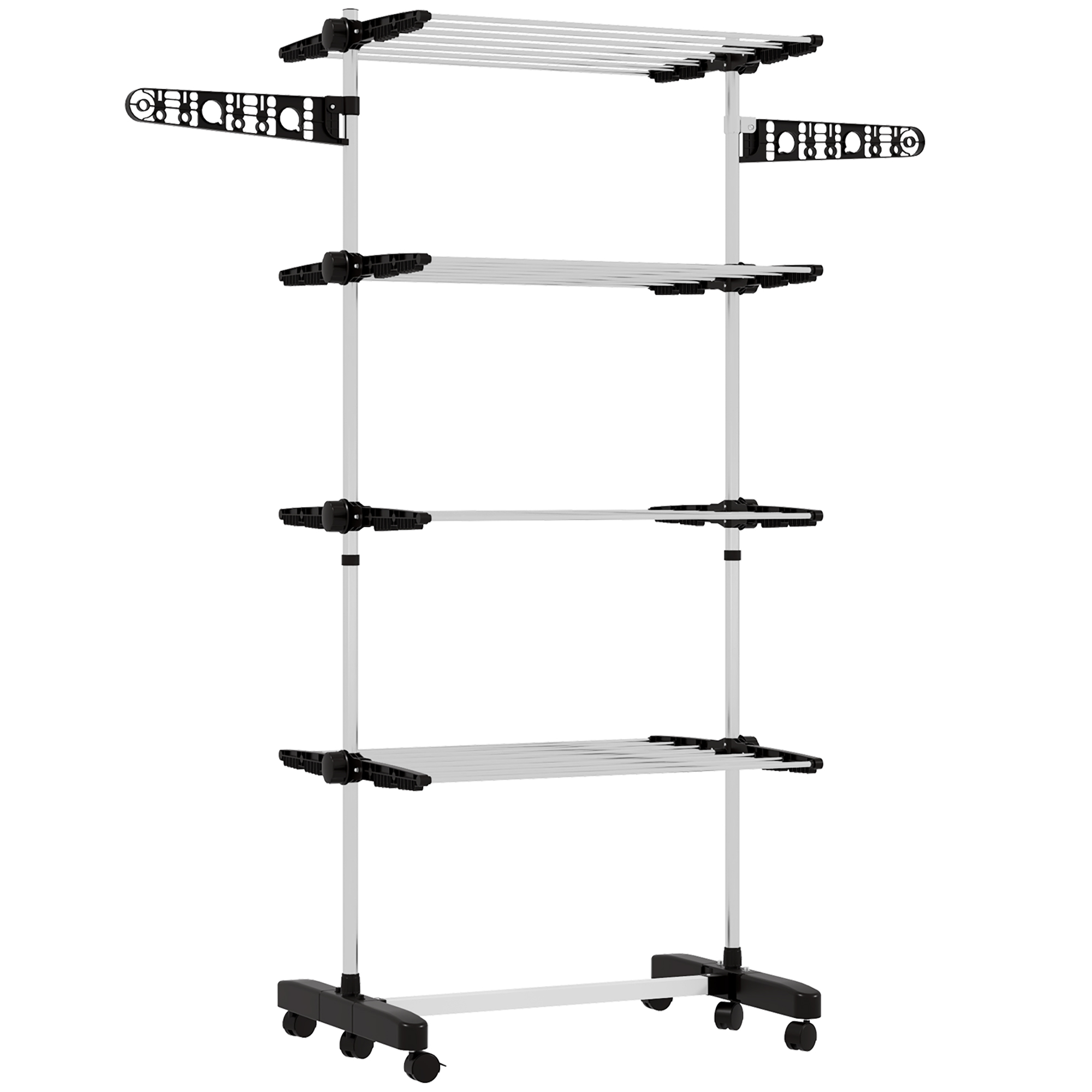 Z7v7cd1998587f797.jpg Stendino Verticale con 4 Ripiani Regolabili, in Acciaio e Plastica, 142x55x172 cm, Nero e Argento - immagine 1