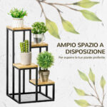 Scaffale per Piante a 4 Livelli in Metallo e Legno per Interni ed Esterni, 34x34x66cm - immagine 4