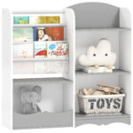 Scaffale Portagiochi per Bambini con Ripiani in Legno, 85x26x84cm, Grigio