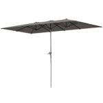 Ombrellone Doppio da Giardino 4,5x2,6 m, Apertura a Manovella e 12 Stecche, Grigio