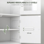 Mobile Colonna Bagno con 3 Armadietti e Ante in Vetro e a Persiana, 60x30x170,5cm, Bianco - immagine 5