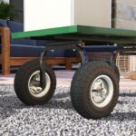 Set 2 Ruote per Carrello Ø25,5x7,5 cm Capacità 80 kg con Scanalature, in Gomma e Acciaio, Nero - immagine 2