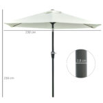 Ombrellone da Giardino Inclinabile 2,3x2,2m con Manovella, Palo in Metallo e 6 Stecche, Crema - immagine 3