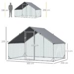 Pollaio da Giardino con Telaio Zincato, Copertura Impermeabile e Rete Esagonale, 3x2x2m, Argento - immagine 3