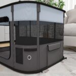 Box per Animali con 7 Finestre, 3 Porte e 2 Borse Portaoggetti, in Poliestere e Acciaio, 84x64x53 cm - immagine 9