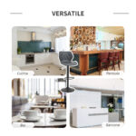Set di 2 Sgabelli da Bar Alti in Finta Pelle con Altezza Regolabile, Sgabelli Cucina Girevoli con Schienale e Poggiapiedi, 46,5x49,5x92-113cm Grigio - immagine 7