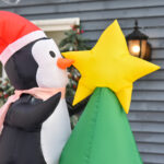 Babbo Natale Gonfiabile con Albero e Pinguino, Altezza 180cm, Luci LED e Gonfiatore - immagine 8