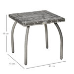 Tavolino in Rattan Sintetico da Esterno e Giardino Grigio - immagine 3