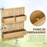 Fioriera da Esterno Verticale in Legno con 3 Vasi Rimovibili, 60x16x80cm - immagine 7