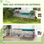 Gabbia per Conigli da Esterno e Interno con Tettuccio in Acciaio, 220x85x70cm, Verde - immagine 5
