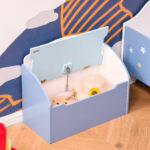 Panca Contenitore Portagiochi 2 in 1 in Legno, Cassapanca con Schienale per Bambini da 3-6 Anni, 60x30x50 cm, Blu - immagine 4