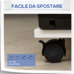 Mobiletto per Stampante in Legno con 4 Ruote, Mensola Regolabile e Piano per CPU, Bianco - immagine 4