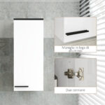 Armadietto Bagno da Parete con 3 Ripiani e Mensole Regolabili, 30x32x73 cm, Bianco - immagine 6