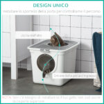 Lettiera per Gatti Chiusa a 2 Ingressi con Vassoio e Paletta, in Plastica PE, 44x55x39 cm, Bianco - immagine 6