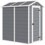 Casetta da Giardino in Resina con Pavimento, Porta con Blocco e Finestra, 1,3 x 1,8 m, Grigio