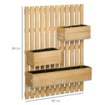 Fioriera da Esterno Verticale in Legno con 3 Vasi Rimovibili, 60x16x80cm - immagine 3